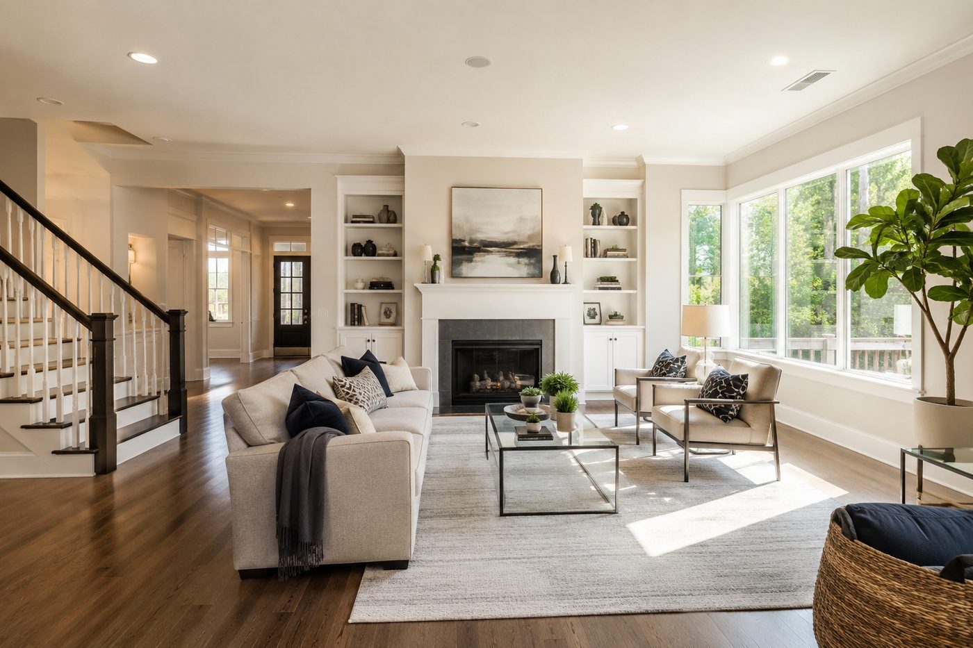 Bright, comfortable Atlanta living room after a professional home cleaning